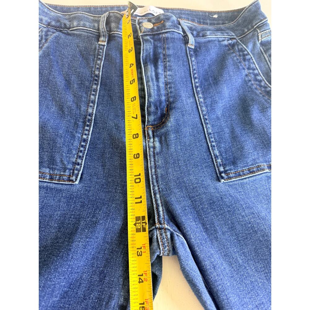 Loft Curvy High Rise Kick Crop Jeans Size 32/14 Medium Wash Blue Flare Stretch - Picture 5 of 12